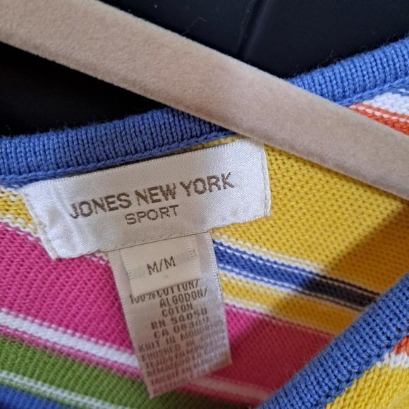 JONES New York Sport Striped Colorful 3/4 Sleeve Size Medium - Picture 2 of 3
